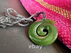 Old New Zealand Maori Swirl Jade Pendant on Cord. Beautiful collection and accen