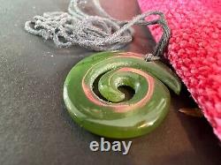 Old New Zealand Maori Swirl Jade Pendant on Cord. Beautiful collection and accen