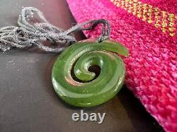 Old New Zealand Maori Swirl Jade Pendant on Cord. Beautiful collection and accen