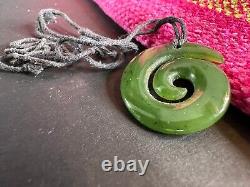 Old New Zealand Maori Swirl Jade Pendant on Cord. Beautiful collection and accen