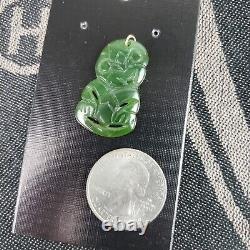 Old New Zealand Maori hand Carved Nephrite Jade Hei Tiki Pendant