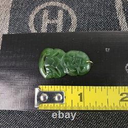 Old New Zealand Maori hand Carved Nephrite Jade Hei Tiki Pendant