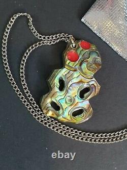Old New Zealand Paua Shell Pendant on Chain. Beautiful collection and accent pie