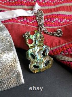 Old New Zealand Paua Shell Pendant on Chain. Beautiful collection and accent pie