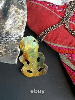 Old New Zealand Paua Shell Pendant on Chain. Beautiful collection and accent pie