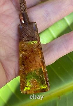 One Of Kind Ancient Nz Kauri Amber Kopal Kapia Maori Bound Hei Toki