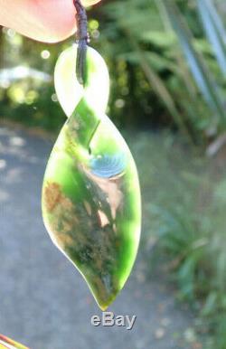 One Of Kind Nz Greenstone Pounamu Dark Flower Jade Maori Pikorua Eternity Twist