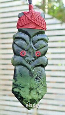 One Of Kind Nz Greenstone Pounamu Nephrite Jade Bound Maori Hei Tiki Taiaha