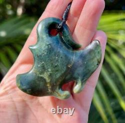 One Of Kind Nz Raukaraka Pounamu Greenstone Flower Jade Maori Whai Manta Ray