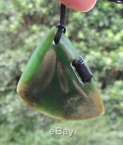 One Of Kind Polished New Zealand Greenstone Pounamu Flower Jade Sail Pendant