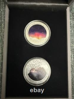 Only 500 Minted- New Zealand Dark Sky/ Light Sky 2 OZ. SILVER Proof Coin Set