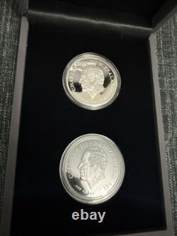 Only 500 Minted- New Zealand Dark Sky/ Light Sky 2 OZ. SILVER Proof Coin Set