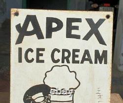 Original 1930's Old Vintage Very Rare Apex Ice Cream Porcelain Enamel Sign Board