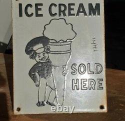 Original 1930's Old Vintage Very Rare Apex Ice Cream Porcelain Enamel Sign Board