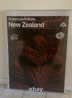 Original New Zealand American Airlines Mask Travel Poster 1980's