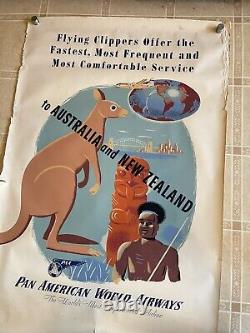 Original Vintage PAN AM AMERICAN Airline Travel poster AUSTRALIA NEW ZEALAND PAA