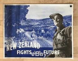 Original Vintage Poster NEW ZEALAND FIGHTS FOR THE FUTURE World War II WWII