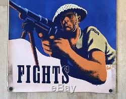 Original Vintage Poster NEW ZEALAND FIGHTS World War II Propaganda WWII Allies