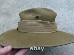 Original Wwii Australian Or New Zealand Wool Slouch Digger Hat With Badge
