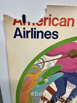 Original vintage travel poster American Airlines New Zealand