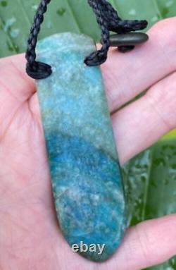 Outstanding Nz Fuschite Rarest Turquoise Aotea Stone Maori Spear Necklace