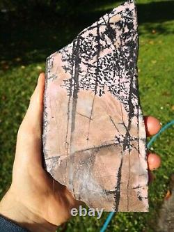 Pink Rhodonite New Zealand large slab stone cabbing lapidary carving