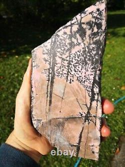 Pink Rhodonite New Zealand large slab stone cabbing lapidary carving