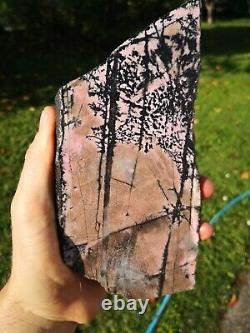 Pink Rhodonite New Zealand large slab stone cabbing lapidary carving