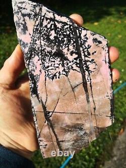 Pink Rhodonite New Zealand large slab stone cabbing lapidary carving