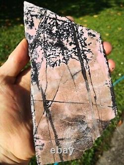 Pink Rhodonite New Zealand large slab stone cabbing lapidary carving