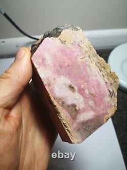 Pink Rhodonite New Zealand slab stone cabbing lapidary