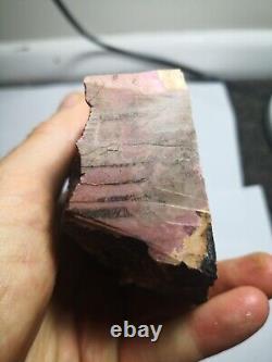 Pink Rhodonite New Zealand slab stone cabbing lapidary