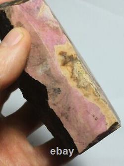 Pink Rhodonite New Zealand slab stone cabbing lapidary