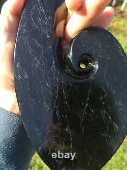 Pounamu Greenstone Mere Patu Koru Heart Large Carving One of a Kind Stunning