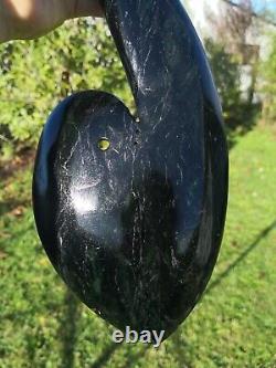 Pounamu Greenstone Mere Patu Koru Heart Large Carving One of a Kind Stunning