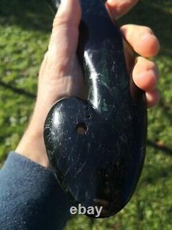 Pounamu Greenstone Mere Patu Koru Heart Large Carving One of a Kind Stunning