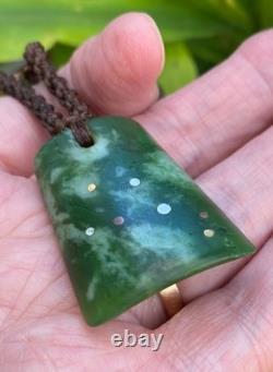 RAREST NZ TAHUTAHI POUNAMU GREENSTONE JADE 18k GOLD SILVER MAORI HEI TOKI ADZE
