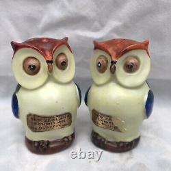 RARE 1925 New Zealand Exhibition Dunedin Owls Salt & Pepper Museum Quality