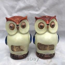 RARE 1925 New Zealand Exhibition Dunedin Owls Salt & Pepper Museum Quality