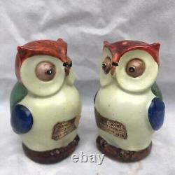 RARE 1925 New Zealand Exhibition Dunedin Owls Salt & Pepper Museum Quality