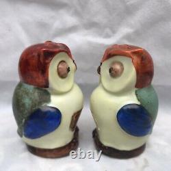 RARE 1925 New Zealand Exhibition Dunedin Owls Salt & Pepper Museum Quality