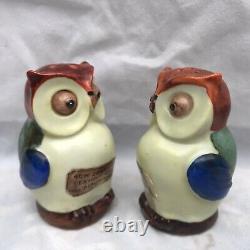 RARE 1925 New Zealand Exhibition Dunedin Owls Salt & Pepper Museum Quality