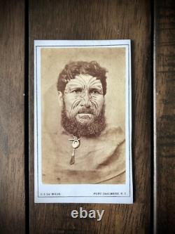 RARE Antique 1800 Photo Maori Man with Tattoo New Zealand Photographer Body Art