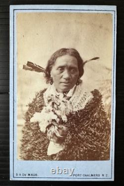 RARE Antique 1800s Photo Maori Woman New Zealand Photographer De Maus / Tattoo