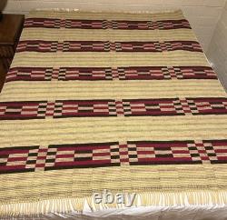 RARE Early Manatunga Travel Rug Blanket by Roslyn New Zealand. Tukutuku Pattern