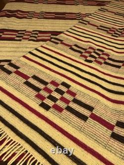 RARE Early Manatunga Travel Rug Blanket by Roslyn New Zealand. Tukutuku Pattern