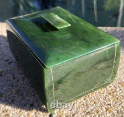 RARE NZ Jade Maori Greenstone Pounamu Nephrite Jewellery Box + Hei Tiki Pendant