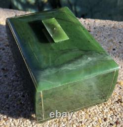 RARE NZ Jade Maori Greenstone Pounamu Nephrite Jewellery Box + Hei Tiki Pendant