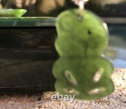 RARE NZ Jade Maori Greenstone Pounamu Nephrite Jewellery Box + Hei Tiki Pendant