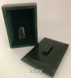 RARE NZ Jade Maori Greenstone Pounamu Nephrite Jewellery Box + Hei Tiki Pendant